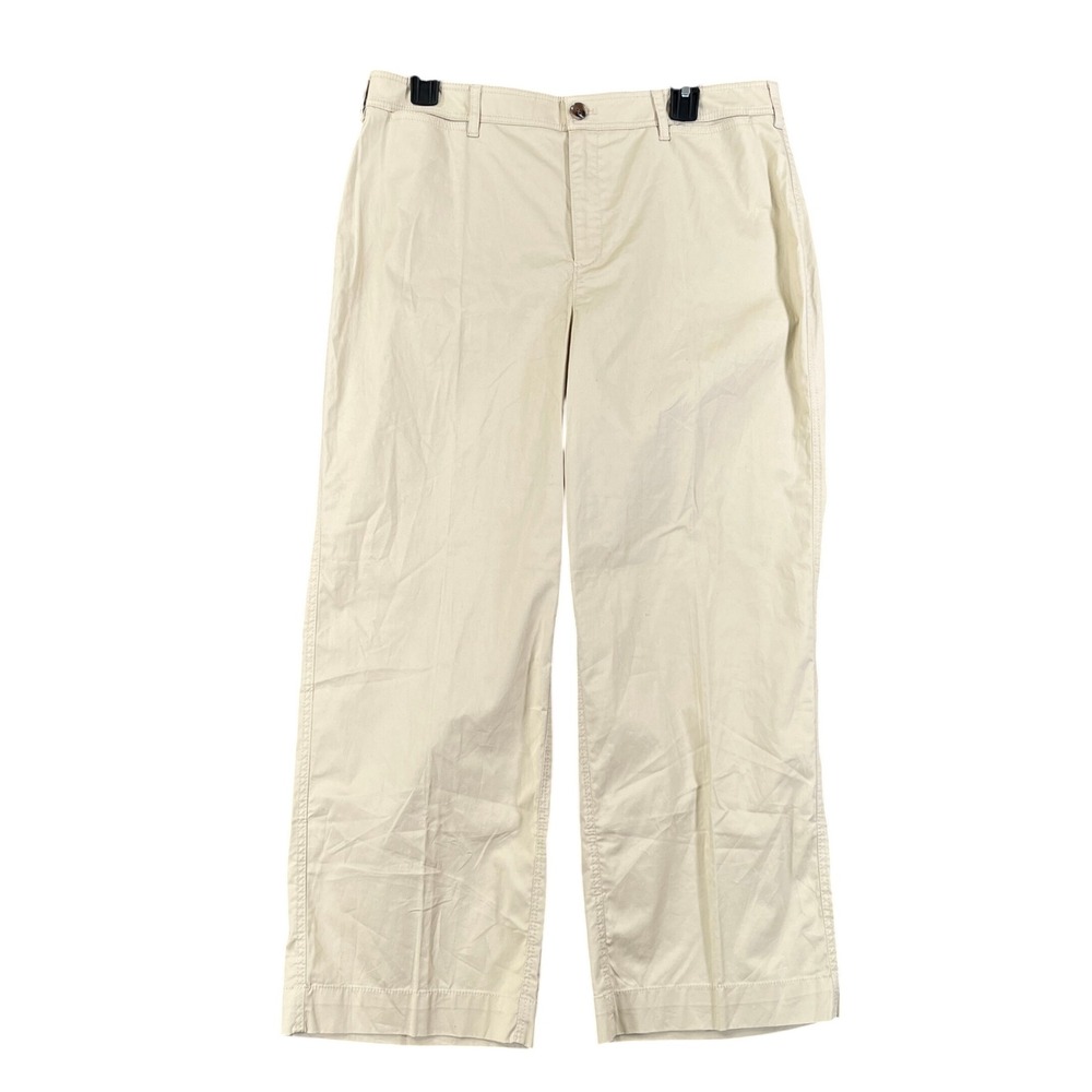 Chicos Cropped Pants Womens 10 1.5 Khaki Wide Leg Stretch Cotton Casual NWT